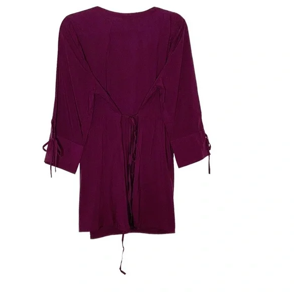 MOTHERHOOD Maternity burgundy blouse with back tie. Size L - Picture 5 of 9